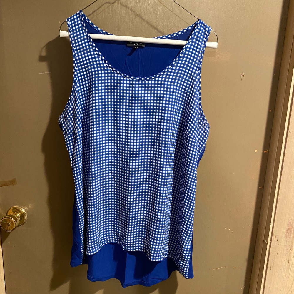 Blue sleeveless blouse